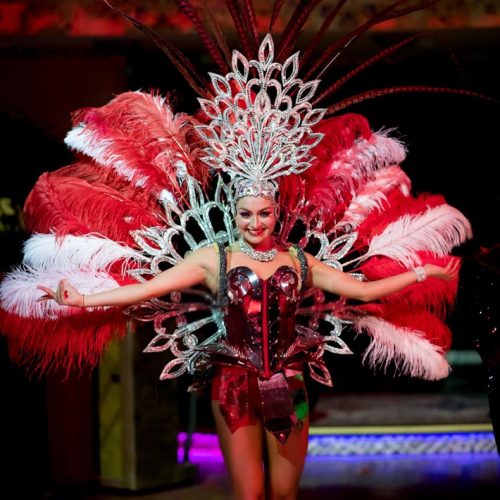 Артисты на встречу гостей с перьями